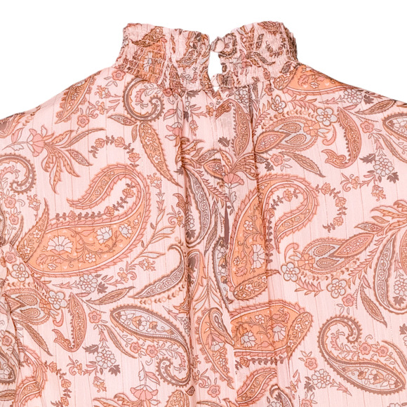 1.State High Neck Paisley Mini Dress Long Sleeve Smocked Ruffle Skirt Size Large - Picture 9 of 11